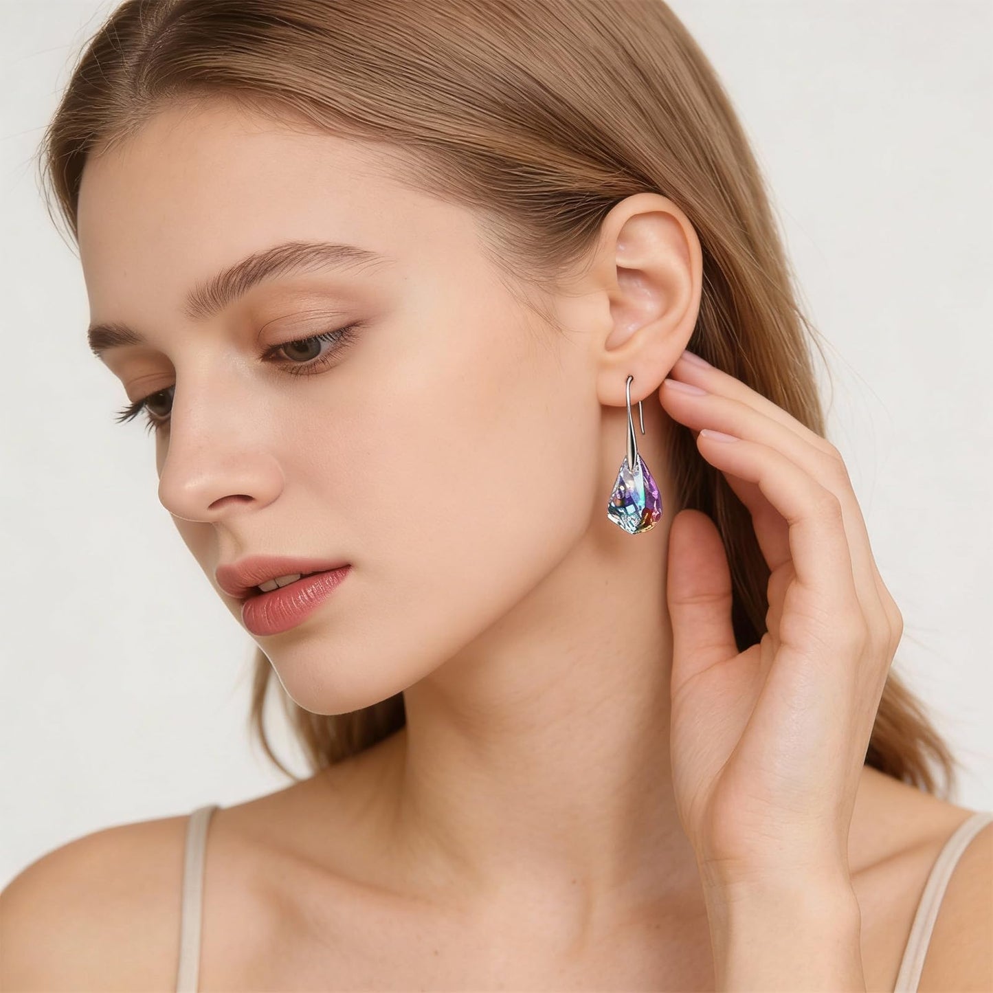 2Pcs Quartz Stone Earrings for Women Crystal Sparkling Dangle Earring Trendy Jewelry Birthday Gifts for Women