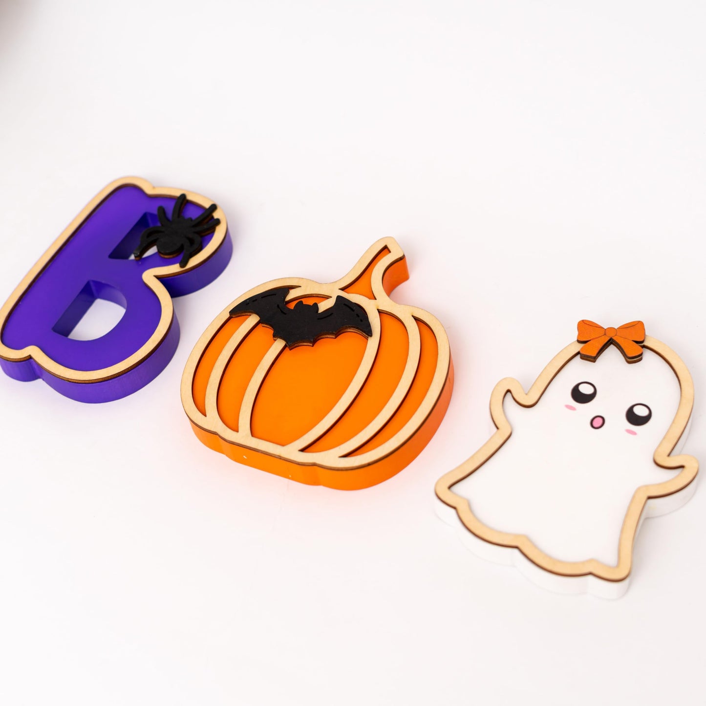 ZAIBIANHAO 3PCS Halloween WoodenTable Decorations Indoor - Halloween Spooky Wood Plank Signs for Party Home Display,Halloween Tiered Tray Table Centerpiece,Indoor Home Window Mantel Table Topper