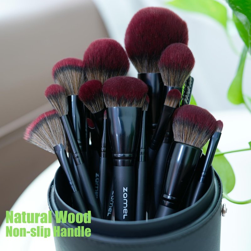 ZAMEL 29pcs Preminum Makeup Brush Set With Holder, Black Soft Bristle Brushes For Foundation,Eyeshadow,Blending,Professional Cosmetic Brush Kit for Women(Gift Idea)