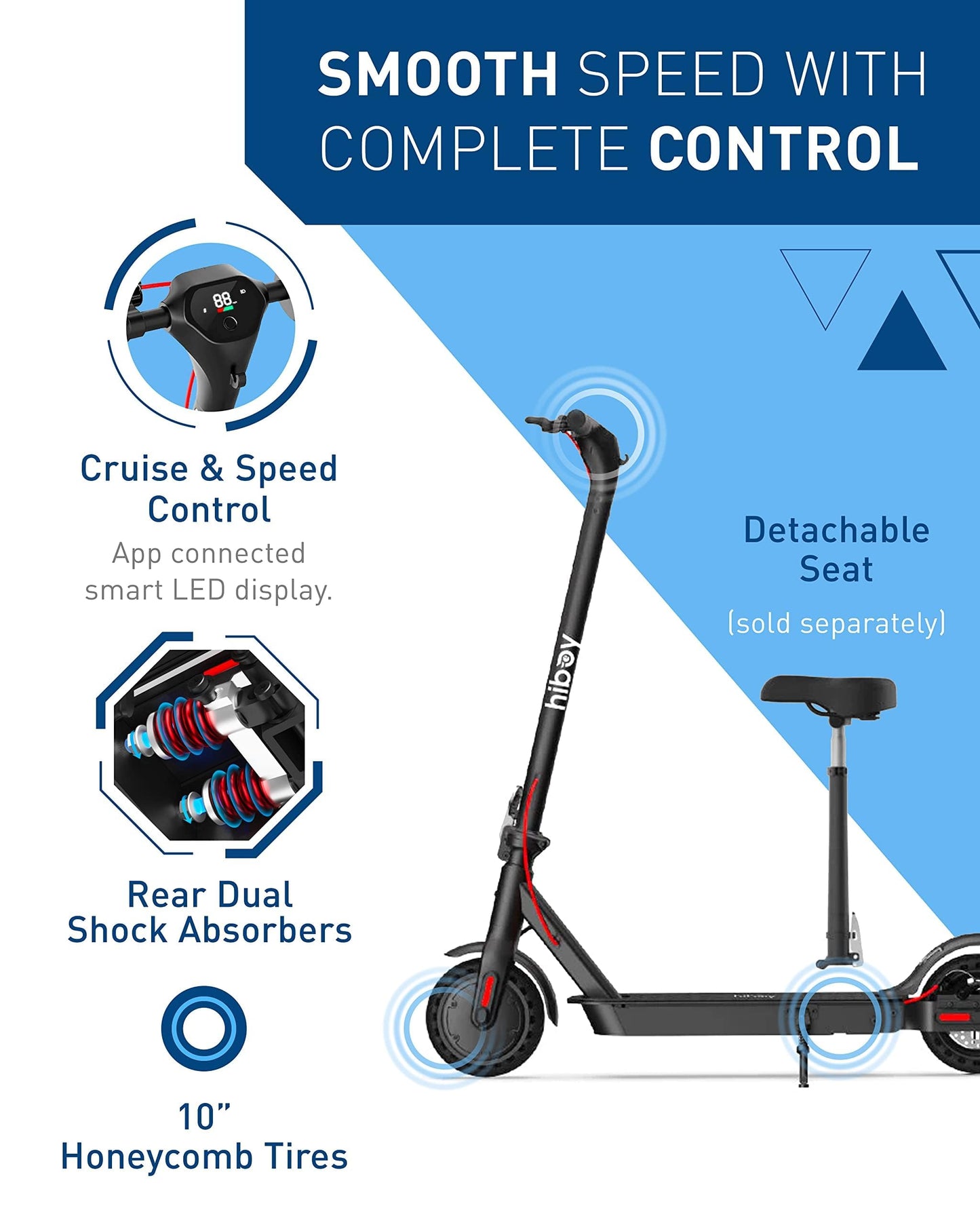Hiboy Electric Scooter for Adults, 19 MPH, 25 Miles Range, 500W Motor (750W Peak), Foldable E Scooter with Phone Holder, Dual Speed & Dual Brake System, Lightweight Commuter Scooter for Adults