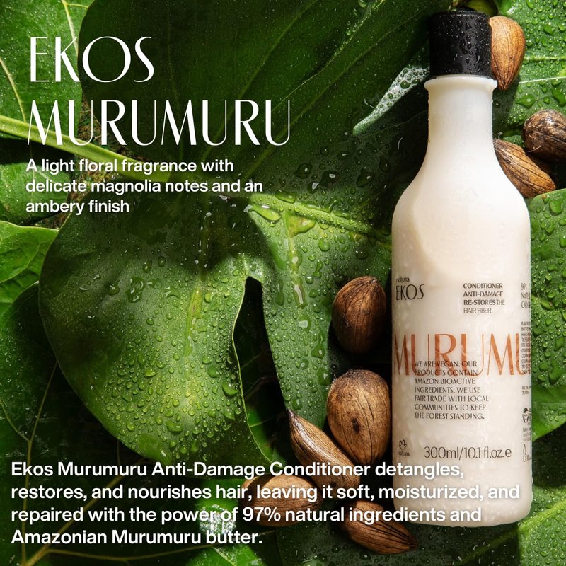 natura - Ekos Murumuru Restoring Conditioner Refill - Anti-Damage - Hair Detangler & Moisturizer - Vegan Hair Care - Brazilian Beauty Secrets - Personal & Self Care - 10.1 fl oz (300ml)