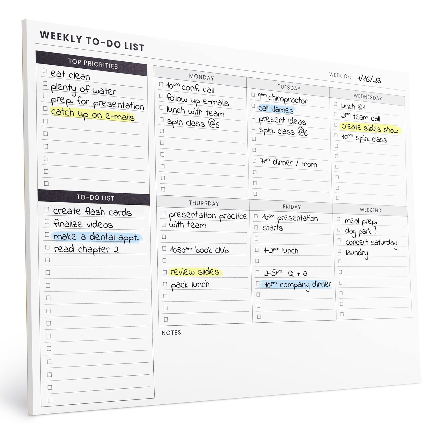 To Do List Notepad 3 Pack: Has Multiple Functional Sections - 6.5 x 9.8" 60 Sheets - Spiral Daily Planner Notebook - Task Checklist Organizer Agenda Pad for Work, Note and Todo Organization