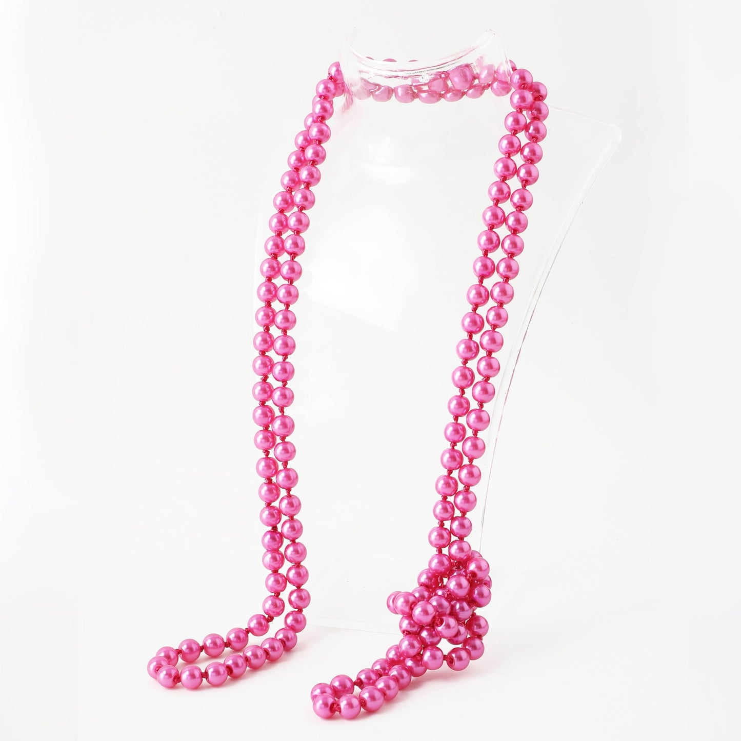 BABEYOND Long Pearl Necklace Faux Pearls Necklace Set Beaded Long Pearls Necklace 1920s Gatsby Costume Jewelry (Rose red)