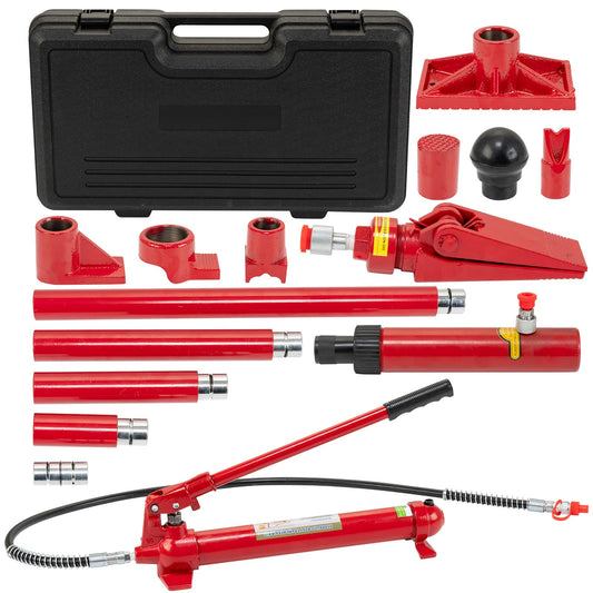 12T Porta Power Hydraulic Jack Kit, Hydraulic Multifunctional Jack with 4.6 ft/1.4 m Oil Hose, Auto Body Frame Repair Kit, Storage Case, 26455 LBS Capacity, for Car Repair, Truck, Garage