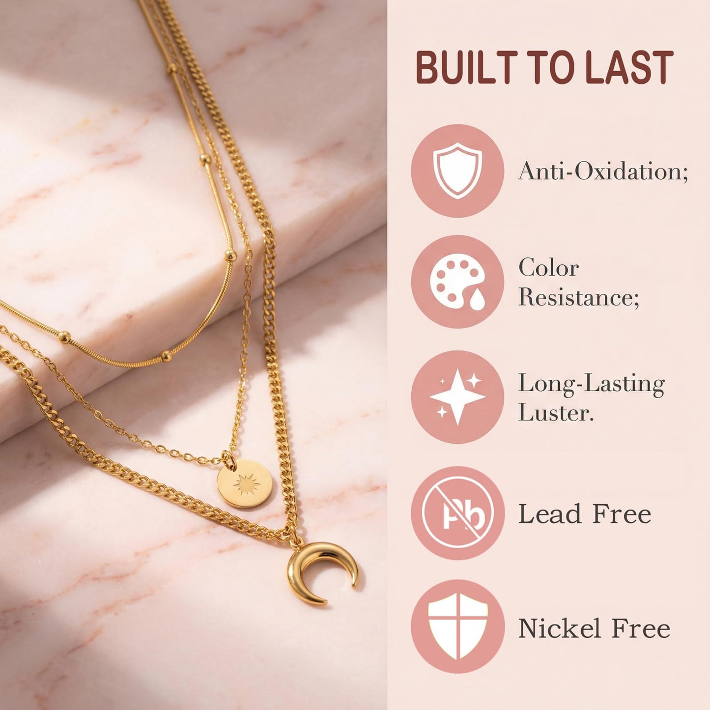 KKANDPP Gold Layered Necklaces for Women, 3 Layer 18K Gold Plated Dainty Choker Necklace, Simple Trendy Stackable Gold Chain Pendant Necklaces Jewelry Set Gifts for Women