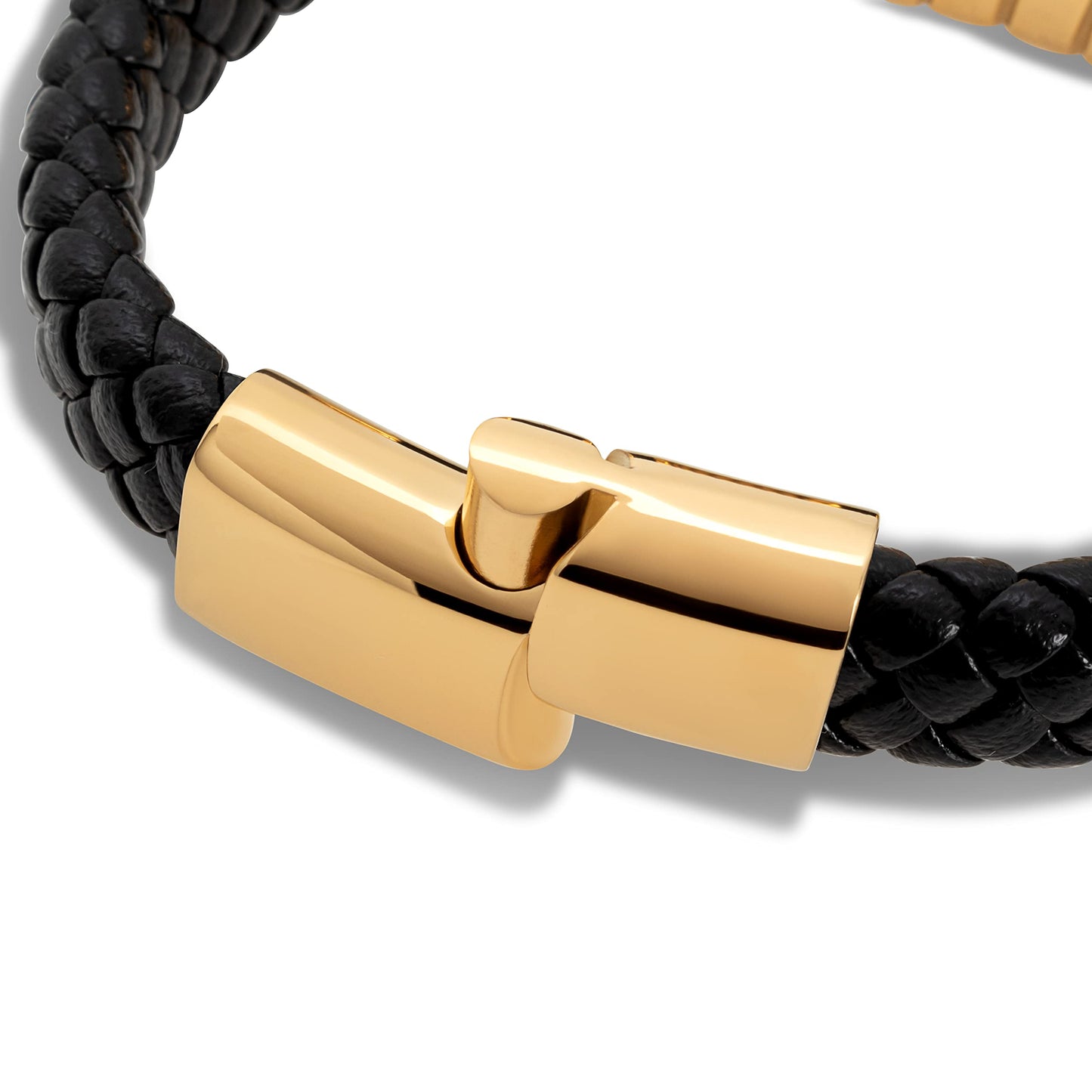 SERASAR Pulseras para hombre 23cm Oro, Caja de regalo, Piel vaca genuina trenzada, Cierre magnético ajustable, Envoltura multicapa, Joyero, Cuerda s, Accesorios joyería