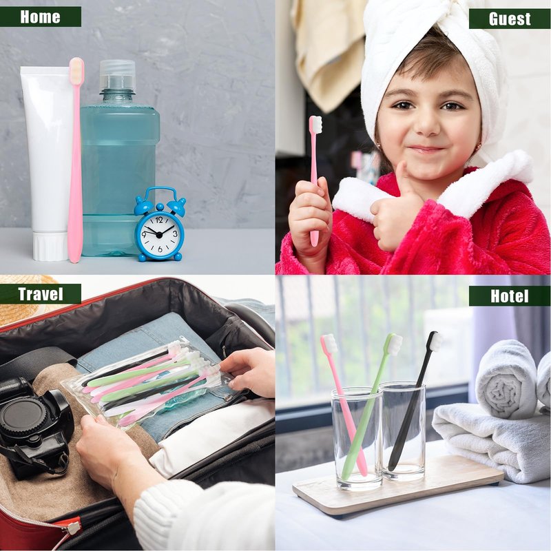 Tticai 80 Pcs 7" 4 Colors Extra Soft Toothbrush Bulk 20, 000 Soft Bristle Toothbrush Compact Micro Nano Toothbrushes Manual Comfort Toothbrush for Braces Sensitive Teeth Recession