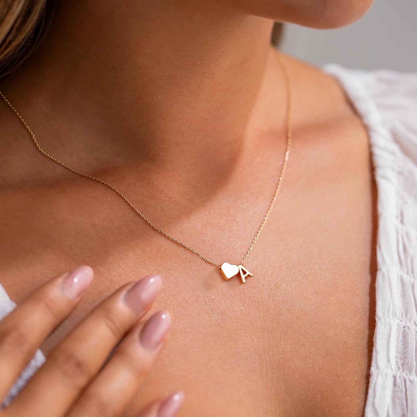 Turandoss Initial Necklaces for Women Trendy, 18K-Gold-Plated Tiny Heart Initial J Necklace Dainty Heart Necklaces Tiny Personalized Monogram Name Necklace for Women Jewelry