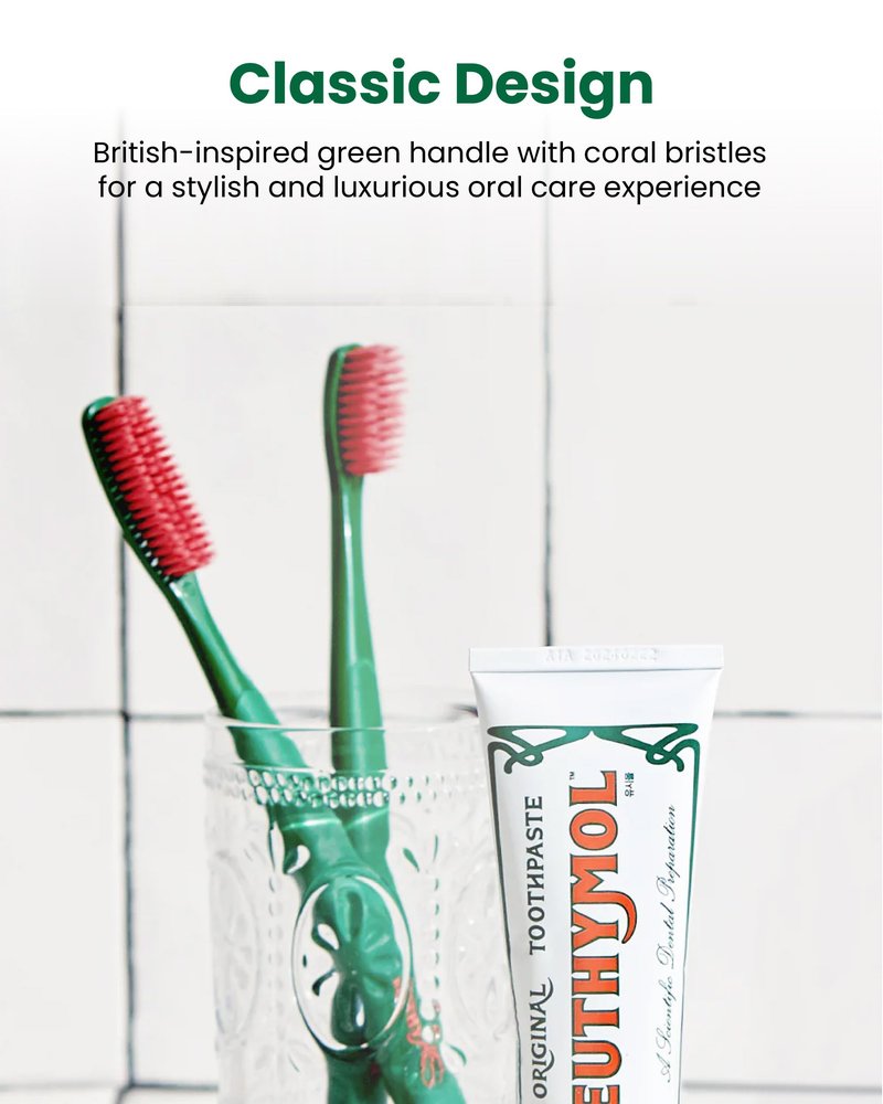 Euthymol Whitening Toothbrush (Pink, 6 Count) - Premium Soft Dual-Tension Bristles. Advanced Plaque Removal, Stain Reduction.