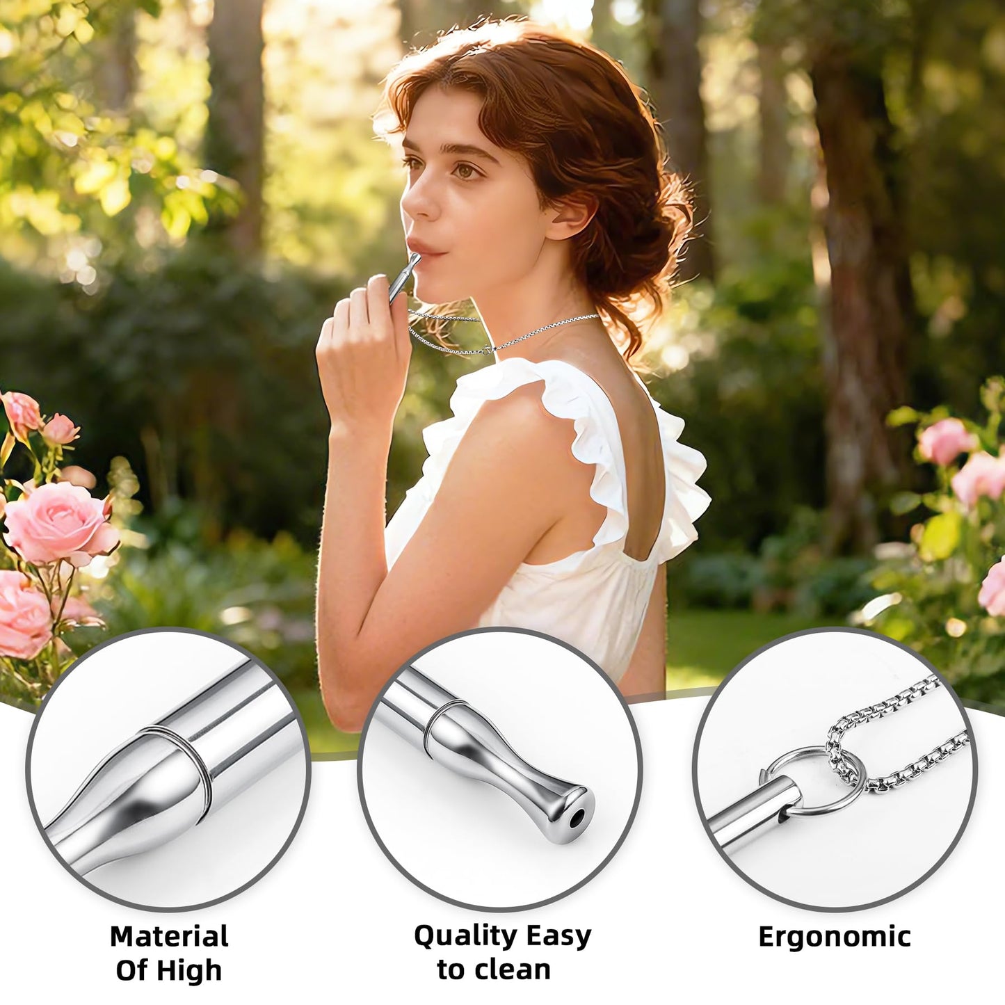 ENFANTRY Breathing Necklace for Anxiety, Stainless Steel Breathing Pendant Breathwork Tool for Calm Meditation & Stress Relief, Mindfulness Slow Breathing Trainer, Adjustable Chain, Gift for Women Men
