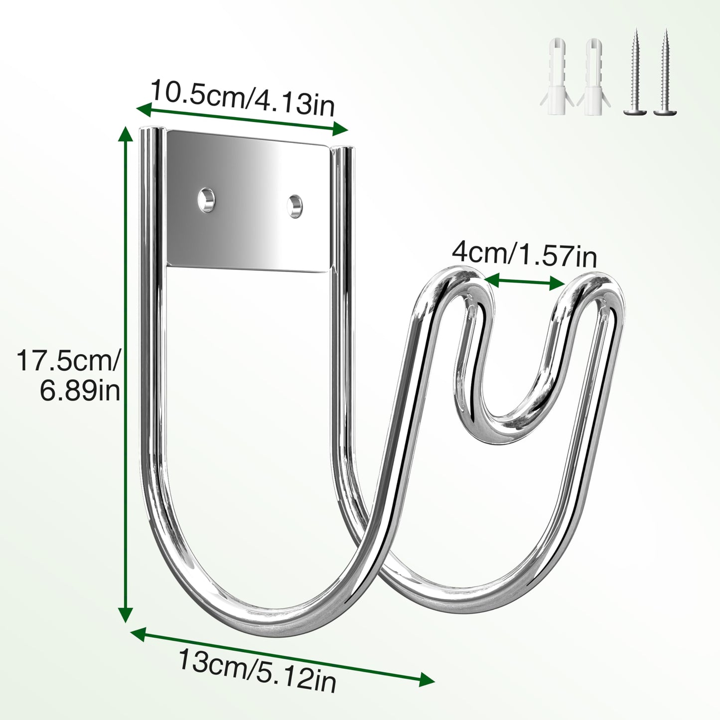 Josmimic Stainless Steel Garden Hose Holder - Silver SS304 Water Hose Holder - Wall Mounted Hose Hanger Heavy Duty for Water Hose Extension Cords Vacuum Hose, Anti-Rust (1 Pack)