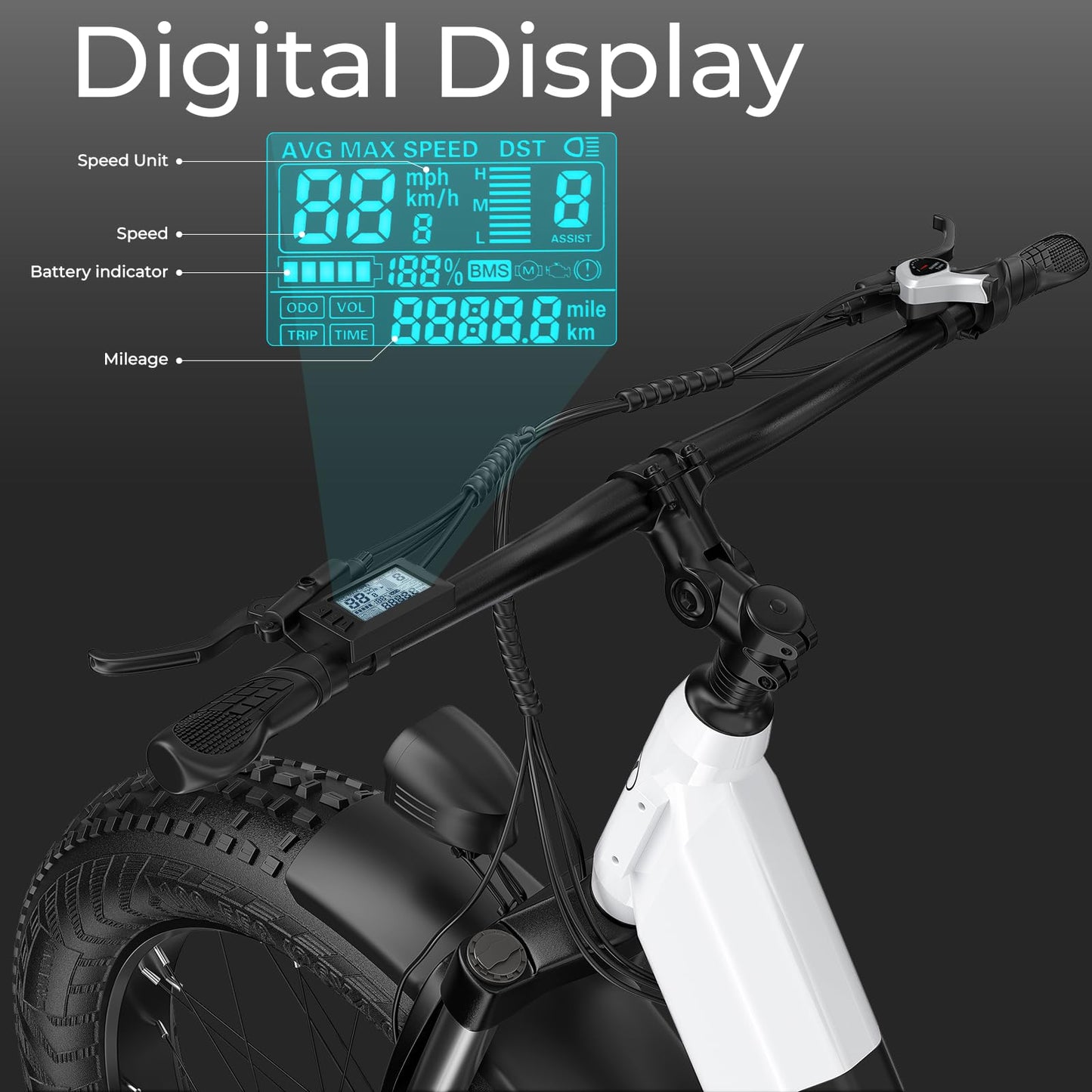 ANCHEER 26" Electric Bike for Adults, 1000W Peak EBike 28MPH 60 Miles Range, 48V 15Ah Built-in Battery - 3A Fast Charging, Fat Tire Electric Bike Off-Road for Women/Men, UL-Certified 7 Speed