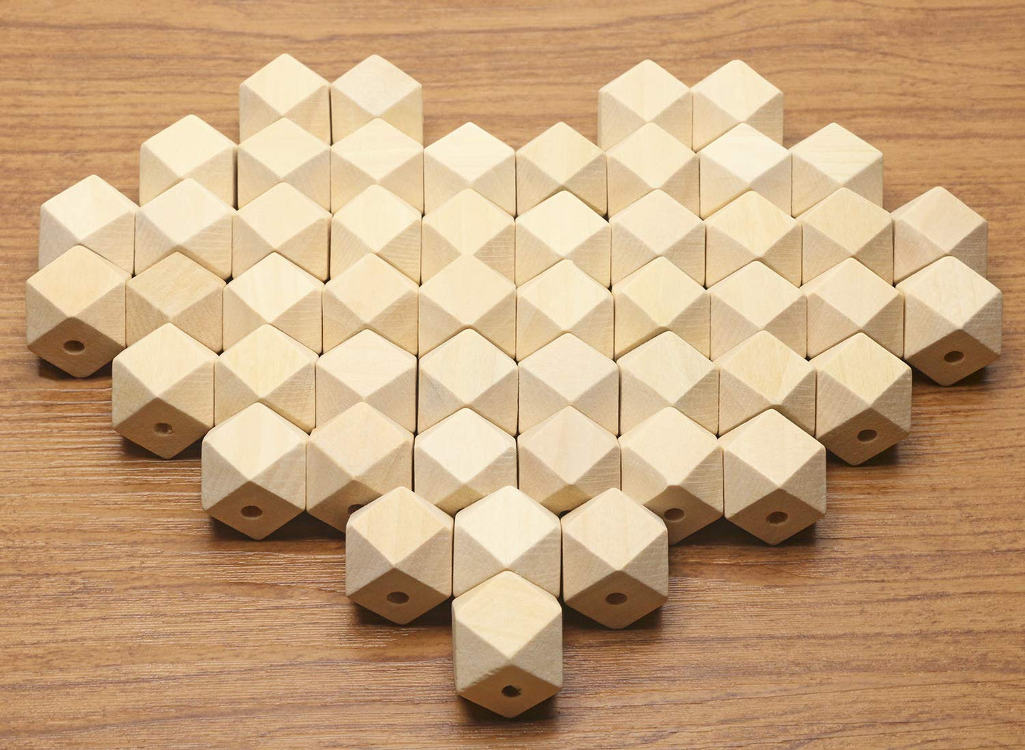 Penta Angel 100PCS 16mm/0.63" Unpainted Faceted Geometric Wood Beads Unfinished Natural Color Polygons Shape DIY Wooden Spacer Beads with 3.5mm Hole for Handmade Necklace(16mm)