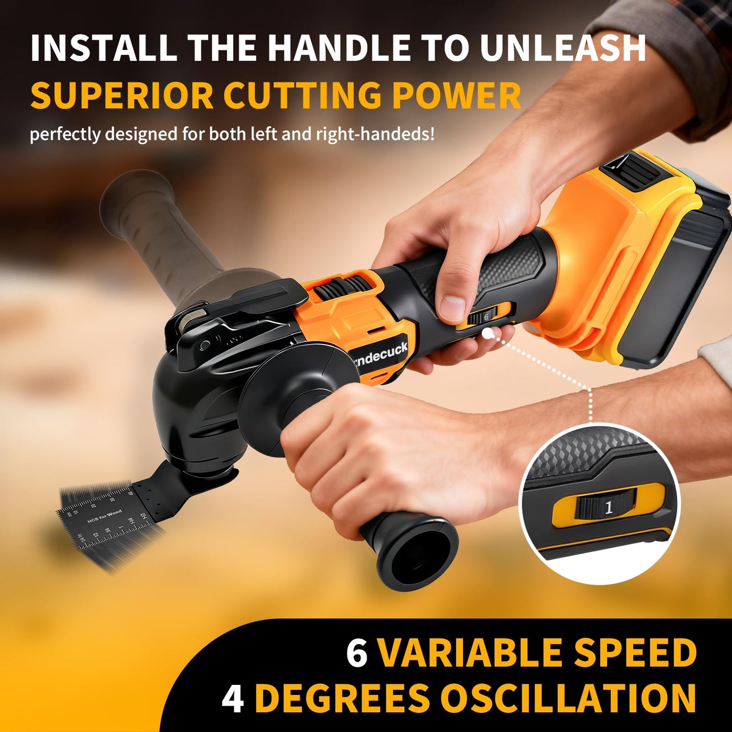Brushless Oscillating Tool Compatible with DeWalt 20V MAX Batteries(No Battery), 6 Variable Speed Cordless Oscillating Multi-Tool with Accessory Kit for Sanding, Cutting & Scraping