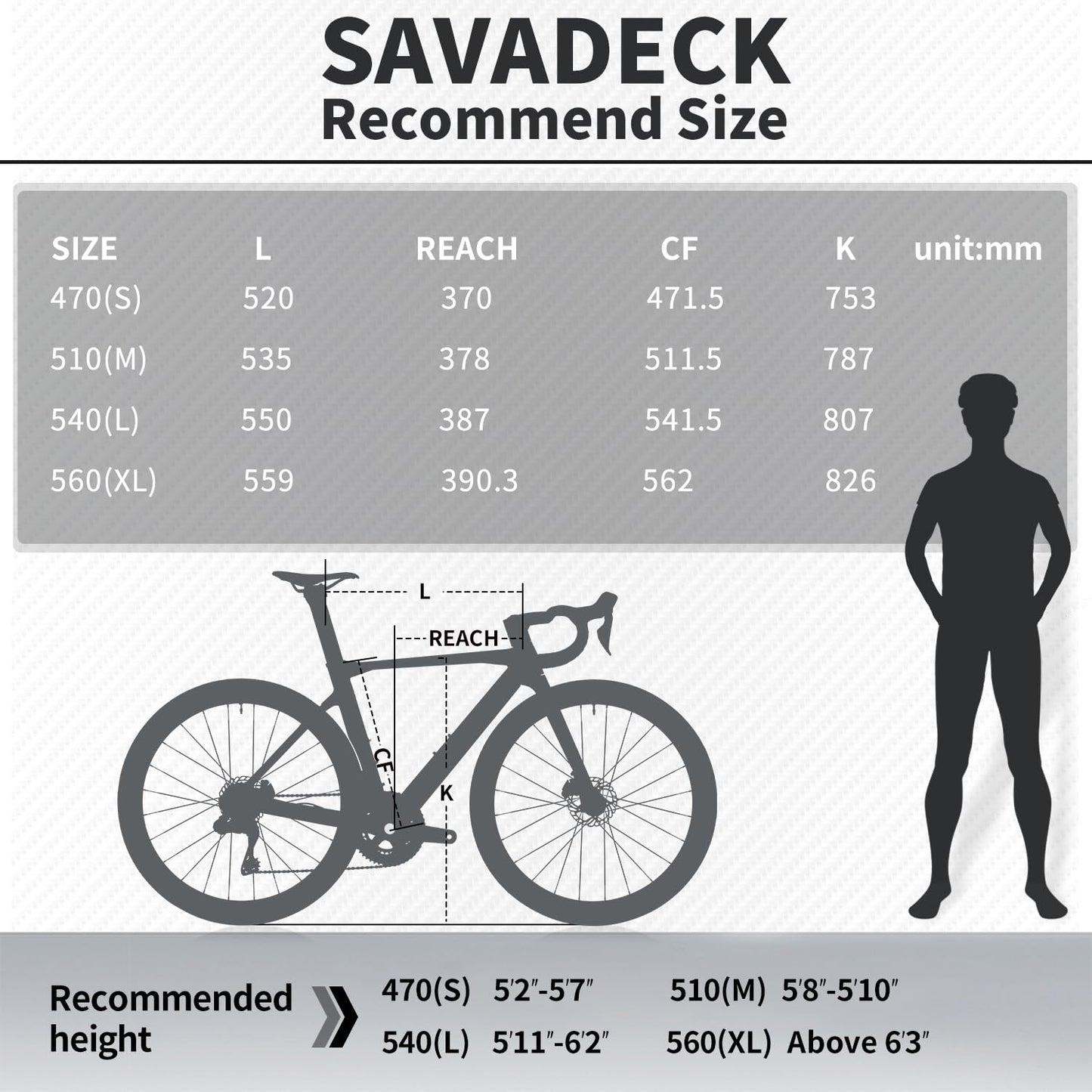 SAVADECK Carbon Disc Road Bike, Integrated Design Racing Bicycle Carbon Frame Carbon Fork with Shimano SORA R3000 Derailleur System 18 Speed Disc Brake Road Bike for Men or Women(Black,56cm)