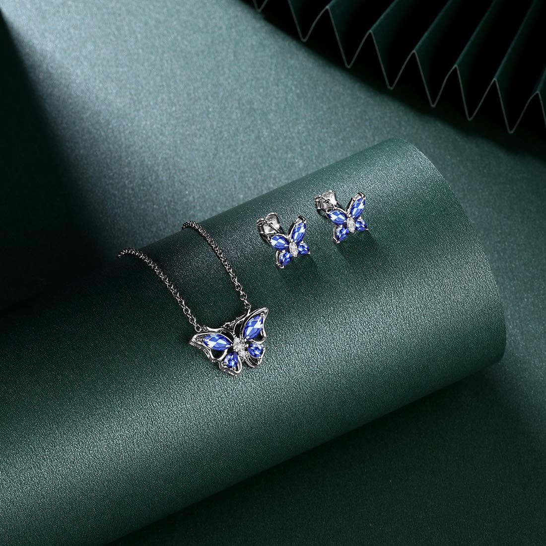 Hipunk Butterfly Purple Jewelry Sets Birthstone Women 925 Sterling Silver December-Tanzanite Birth Stone Animal Butterflies Jewelry Sets/Earring Set Crystal Birthday Jewelry SS0001D