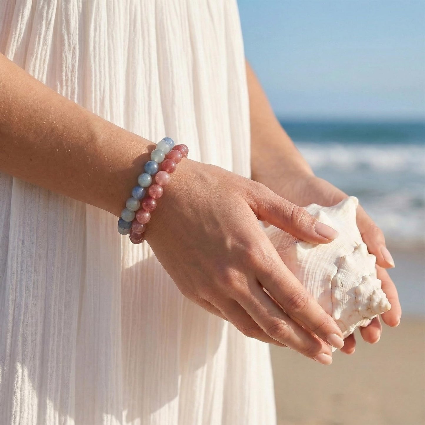 Kryllite Crystal Bracelets, Bracelet for Women, Nature Strawberry Crystal Stretch Elastic Bracelet, Nature Gemstone-8mm, Healing Stone Bracelets, Pink Jewelry Gifts for Women, Holiday