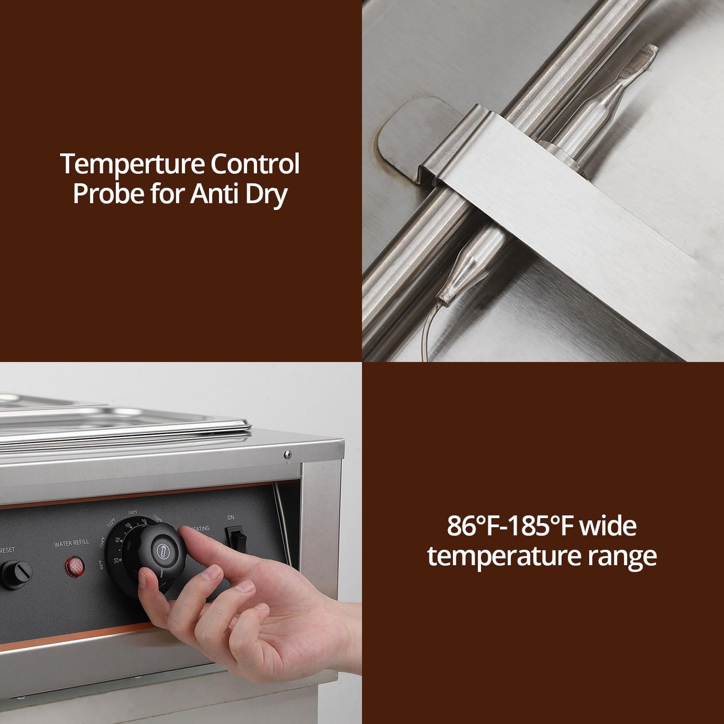 Chocolate Tempering Machine,4.12 QT*2 Stainless Steel Double Boiler Melter with Adjustable Knob (32-176°F), 800W Commercial Chocolate Warmer for Melting Candy, Cheese, Fondue, Home Bakery，