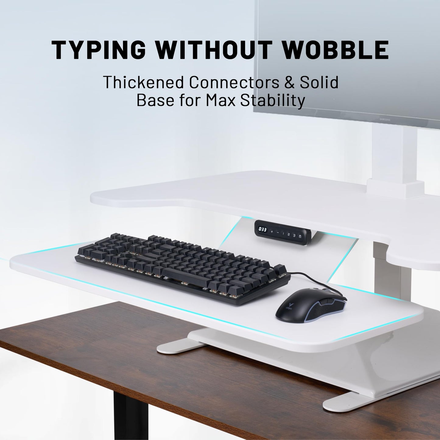 Electric Standing Desk Converter 36" Wide, Height Adjustable Desk Riser, Computer Workstation, Sit-Stand Convertor for Home, Office, School (White, 1 Arm Included)