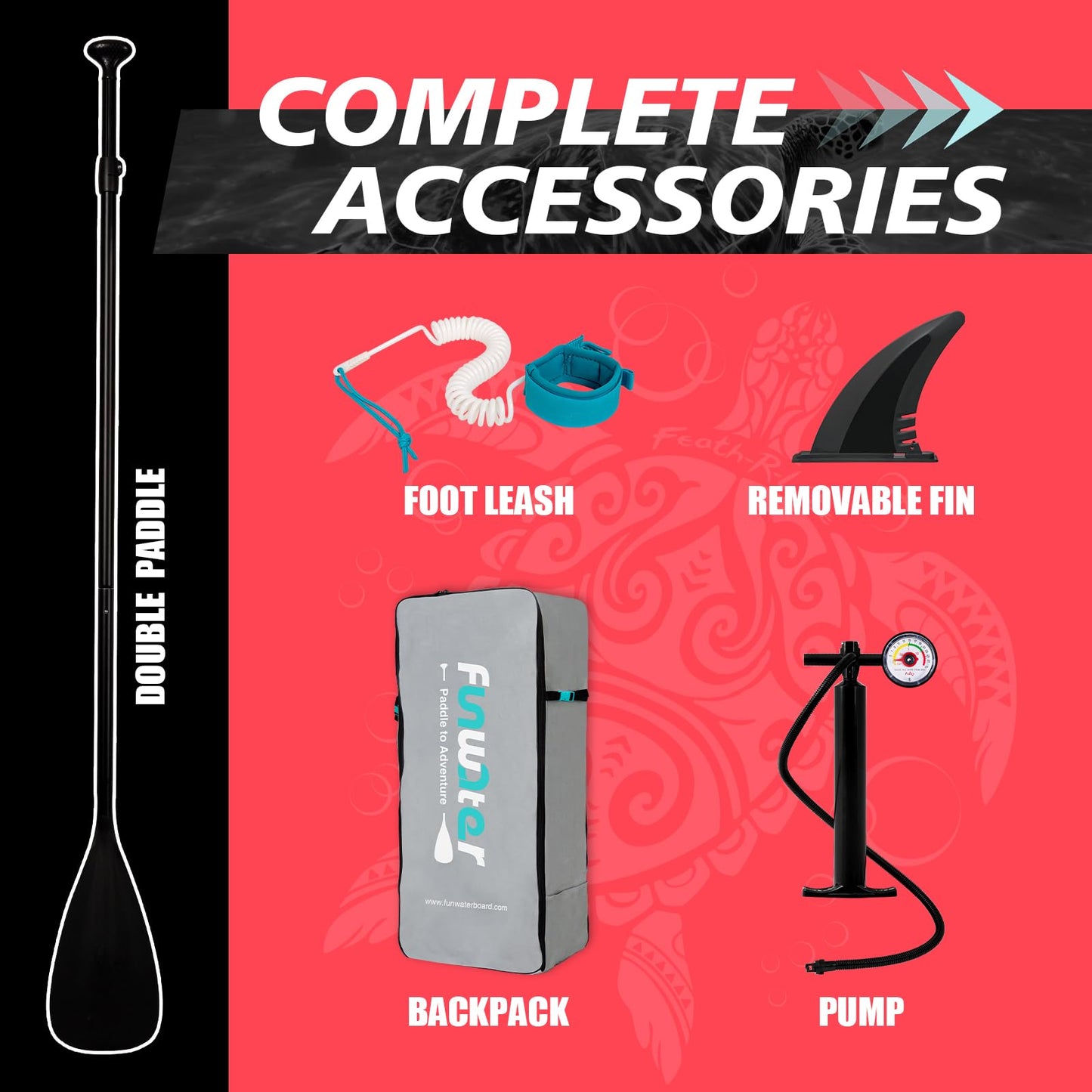 FunWater Inflatable Stand Up Paddle Board with Premium SUP Paddleboard Accessories, Anti-Slip EVA Deck, Paddle Boards for Adults & Youth of All Skill Levels