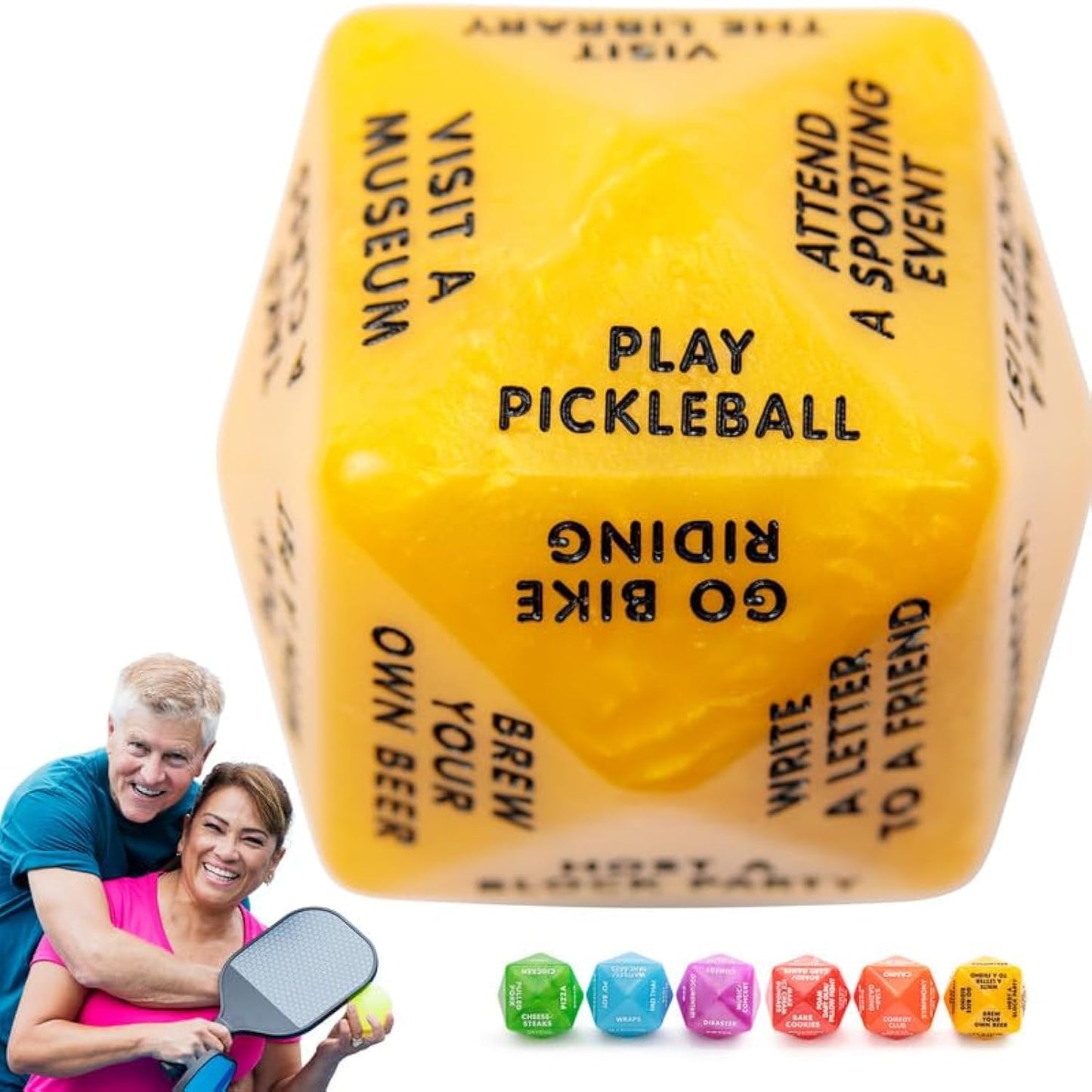 Retirement Gift Decision Dice – Funny Retirement Game for Men & Women (Yellow), Novelty Retirement Dice with Activity Ideas, Gag Gift for Coworker, Boss or Friend, Party Game for Retirees