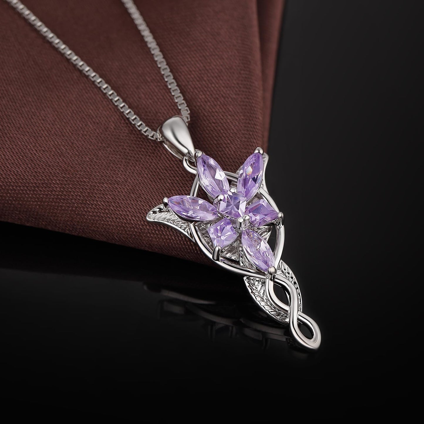 jiamiaoi Lord of the Rings Pendant Necklace Arwen Evenstar Necklace Silver Lord of the Rings Accessories Elvish Jewelry for Women