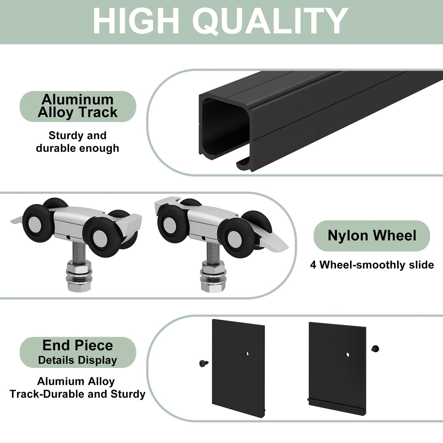SongYung 5FT Barn Door Hardware Kit, Low Clearance Aluminium Alloy Box Rail Track Hardware Kit, Sliding Door Track for Interior Single Wooden Door,Black