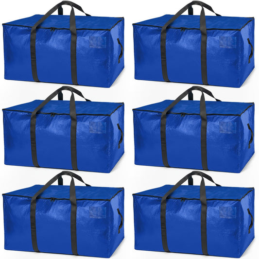 ClearSpace Heavy Duty Large Moving Bags or Storage Bags – Clear Storage Bins with Lids, Large Moving Boxes with Backpack Straps & Zippers – Packing Bags & Moving Supplies for College Dorm, 6 Pack