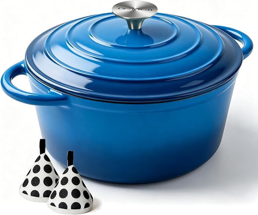 COOKWIN 6QT Enameled Cast Iron Dutch Oven with Lid, Heavy-Duty & Non-Stick Cookware Pot for Braising, Stews, Roasting, Bread Baking - Oven & Stovetop Safe