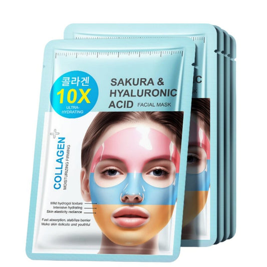 Beenefits 9 Packs Collagen Face Masks Skincare for All Skin Types, 3 Colour Rainbow Design Hydrating Face Masks, Suitable for Sensitive Skin, Face Mask Gifts Set for Face Spa, Women Skin Care