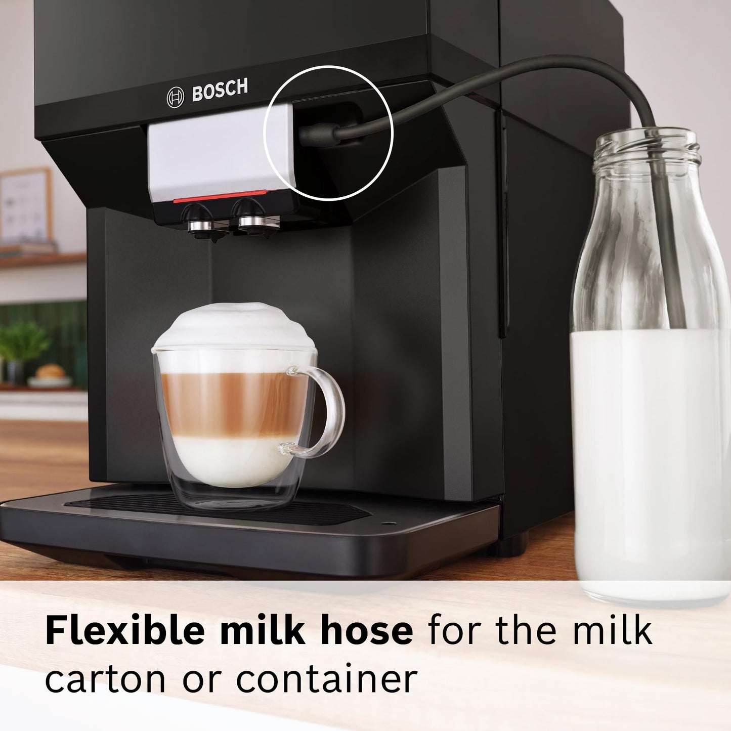 Bosch Fully Automatic Coffee and Espresso Machine - 9 Drinks, Barista Quality, Double Cup Super Coffee Maker - Programmable Machine, Large Bean Capacity - Easy Clean, Maintenance - Black - TPU40109
