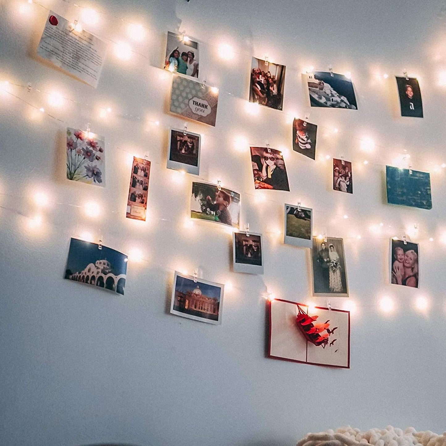 17Ft 50 LED Fairy String Lights with Clear Clips - Perfect for Dorm, Bedroom, Wedding Decor
