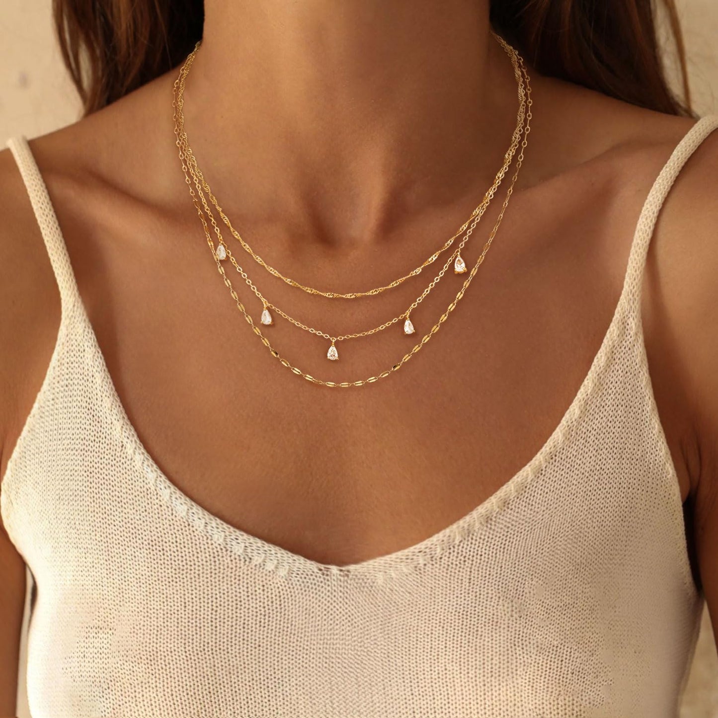 SELFROSE Layered Gold Necklaces For Women,Dainty Prom Chain Necklace Stack Gold Plated Choker Necklaces For Women Trendy Simple Layered Necklace Set Fashion Summer Jewelry