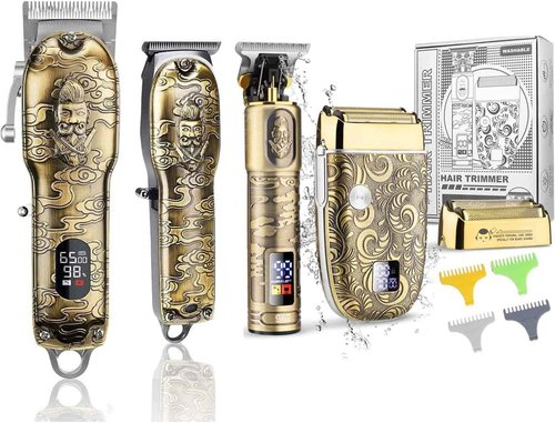 Suttik Hair Clippers and Trimmers Set, Barber Clippers Professional Set, Beard Trimmer for Men, Cordless Ornate Clippers for Men with T-Blade Close Cutting Trimmer, LED Display