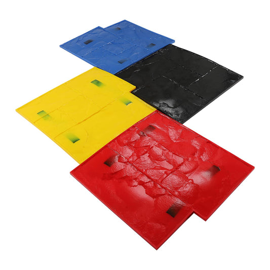 Ageanbri4 PCS Concrete Stamps Mats Set 24"x24" Concrete Texturing Skin Concrete Stamps Mats with Handle, Realistic Concrete Texture Mat for Walls Floors