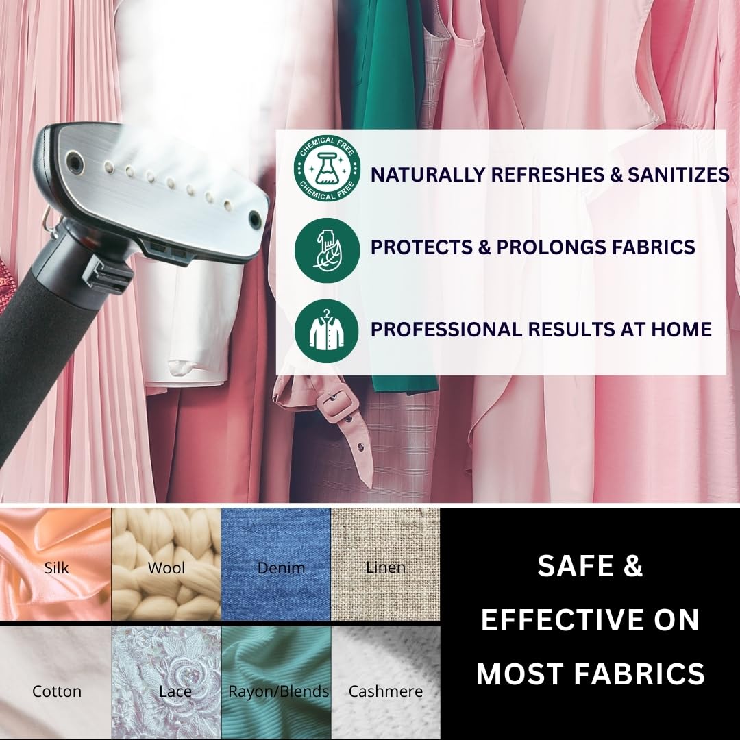 SALAV® Professional Garment Steamer with Built-in Ironing Board, 1500W Continuous Steam, 4 Steam Settings, Chrome Finish, Stainless Steel Steam Plate, Removable 1.8L Tank, Wheels for Easy Movement