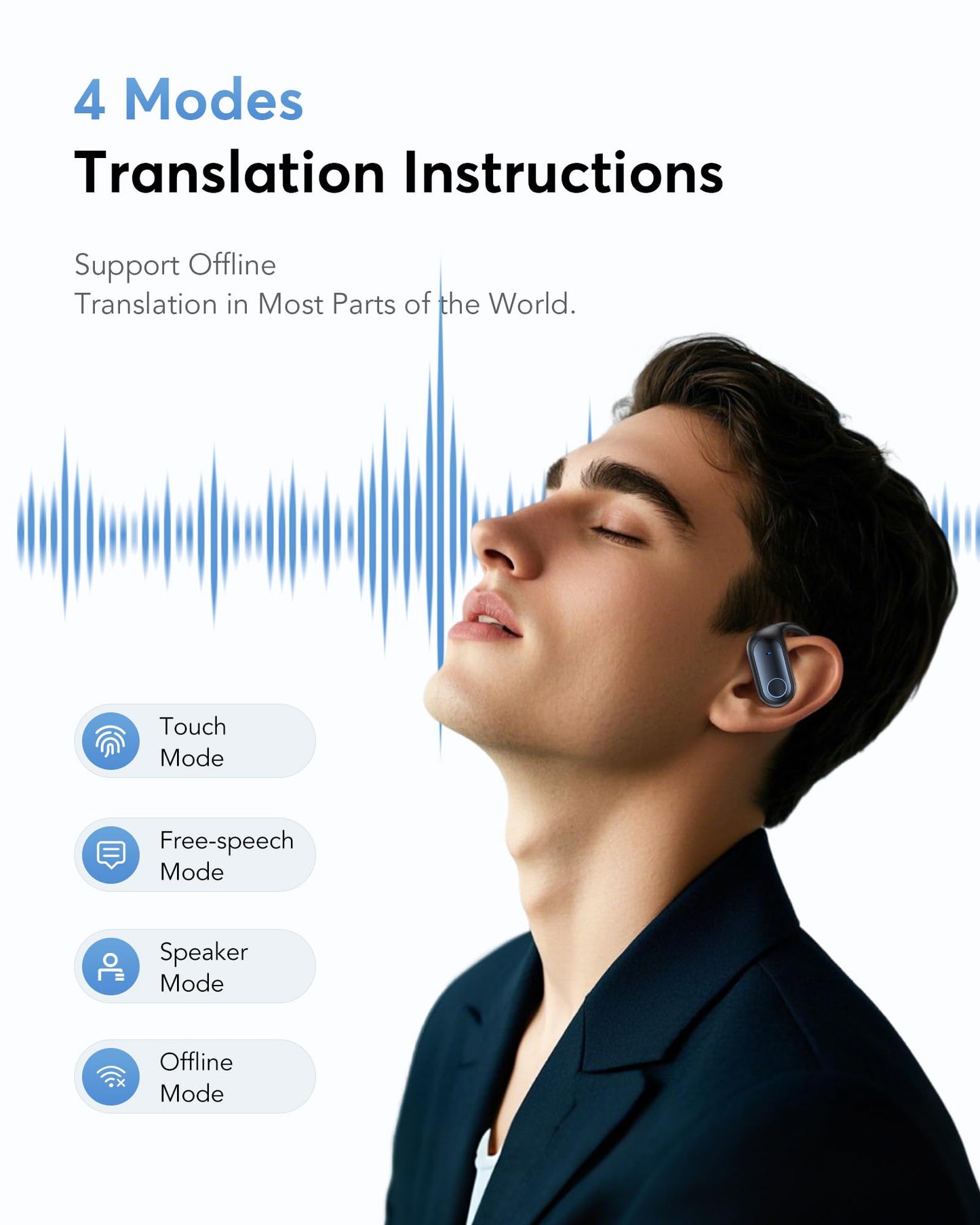 KOSERNT AI Translation Earbuds, Bluetooth 5.4 OWS Headphones with LCD Touch Screen, Real-Time Translator for 144 Languages & Accents, Perfect for Travel, Business & Learning,Sapphire Blue