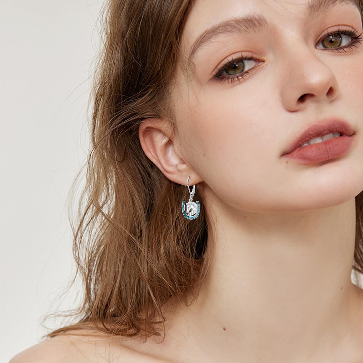 YYmqmq Horse Earrings for Women 925 Sterling Silver Turquoise Horseshoe Dangle Earrings Western Jewelry Christmas Gifts for Women Girlfriend Horse Lovers