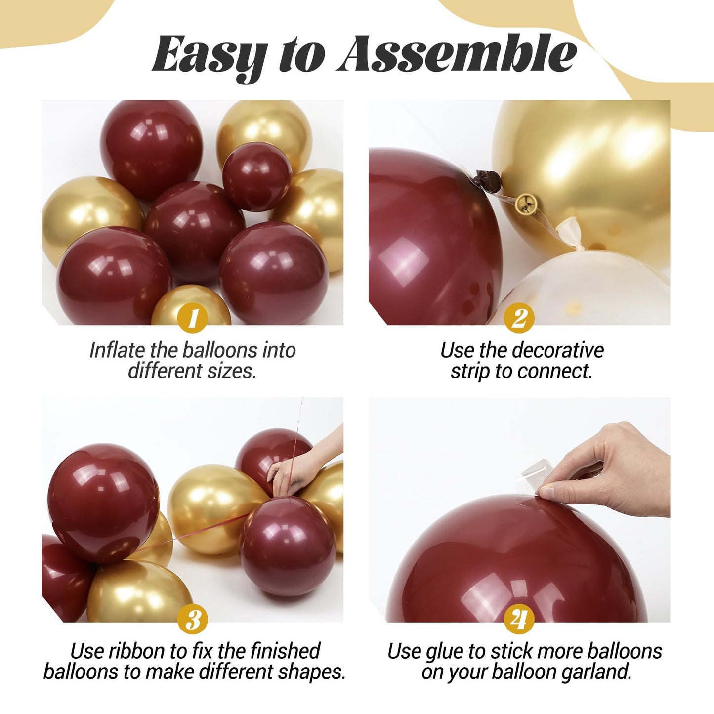 Burgundy Balloon Arch Garland Kit with Burgundy Maroon Gold Confetti Balloons for Birthday Graduation Bridal Shower Party Decorations