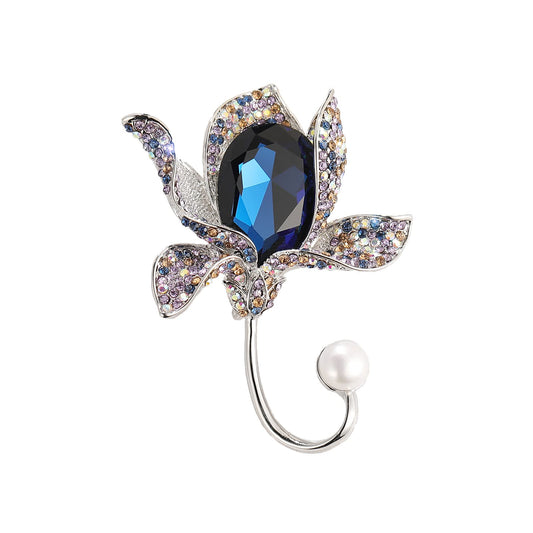 AILONMEI Floral Series Elegant Brooch Pins For Woman Fashion Jewelry, Large Vintage Costume Broches Christmas Gift (Orchid, Silver)