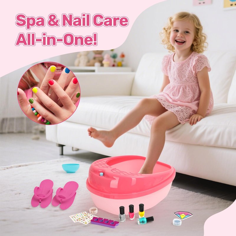 Kids Foot Spa Kit - Kids Spa Day Kit for Girls 4-12 Years. - Pedicure Foot Spa, Girls Spa Set Nails Art Salon Girl Stuff - Parties & Christmas Birthday Gifts for 7 8 9 10-12 Year Old Girl Gifts