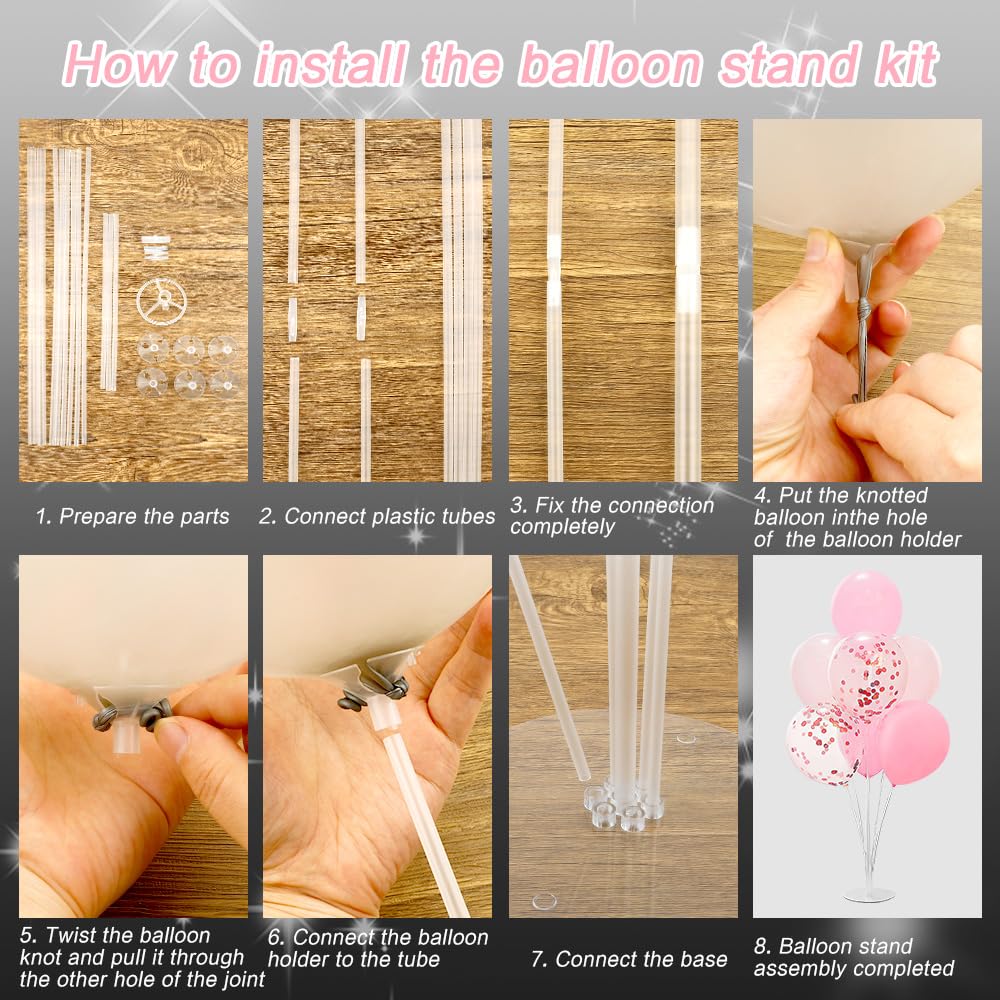 Balloon Stand Kit - 4 Sets with Balloon Sticks, Stands for Table & Floor, Archer with Base for Parties & Decorations