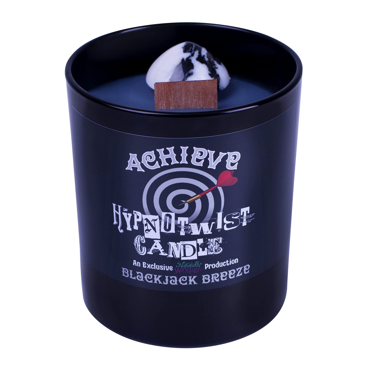 Naturally Wicked Hypnotwist Achieve Candle | Hypnotic Crystal Spell Candle | Inc Crystal Spinning Top