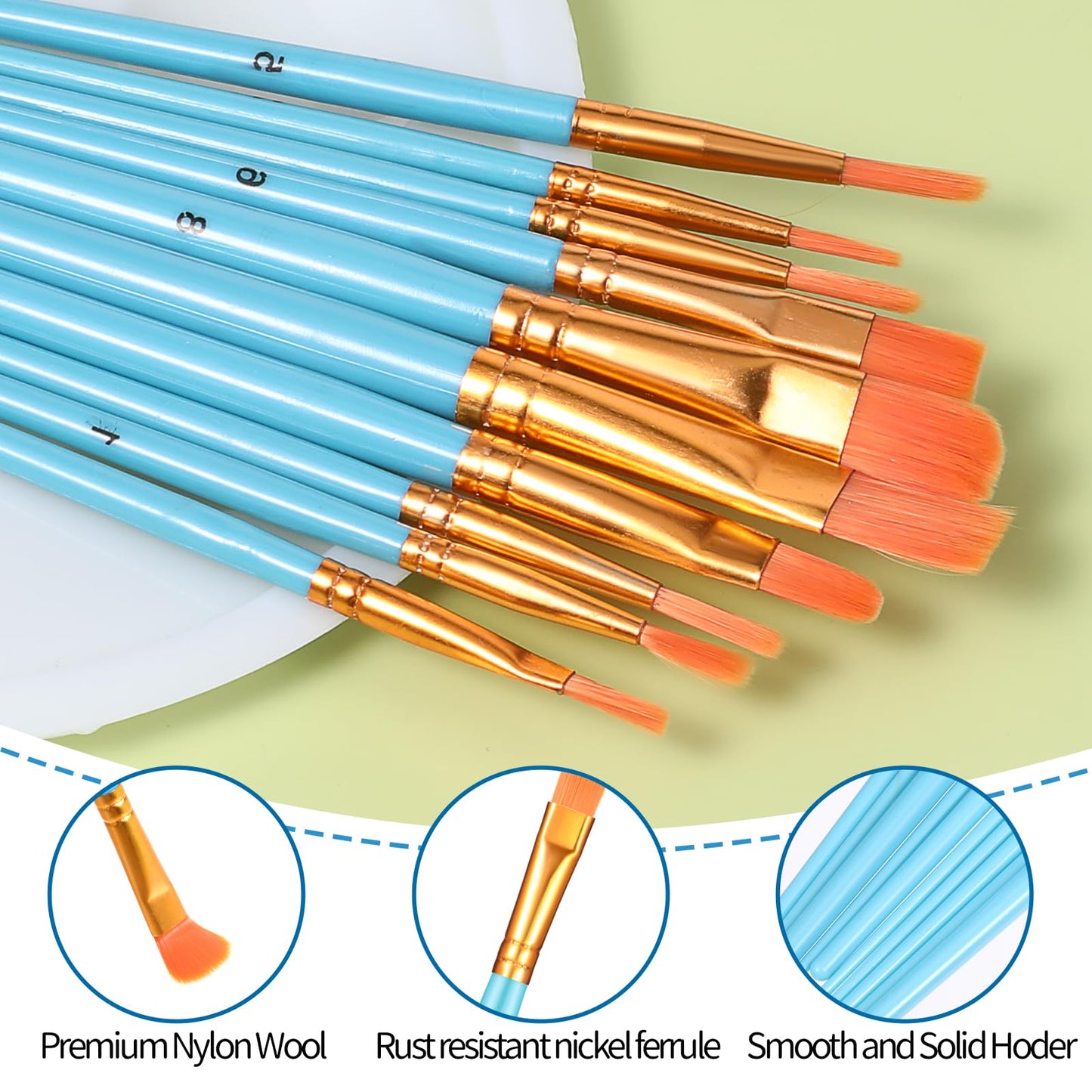 72 Pcs 60 Paint Brushes and 12 Paint Palette Tray, Paints Brushes Palette Set, Professional Artist Painting Set for Watercolor, Oil, Acrylic Painting, Suitable for Kid and Adults