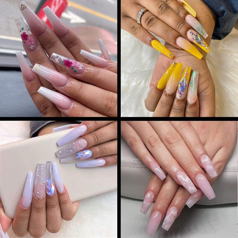 INFELING Clear Coffin Nails Tips - Nail Tips for Acrylic Nails Professional, 500pcs Half Cover French Nail Tips with Box, False Fake Nail Tips for Salons Home, 10 Sizes