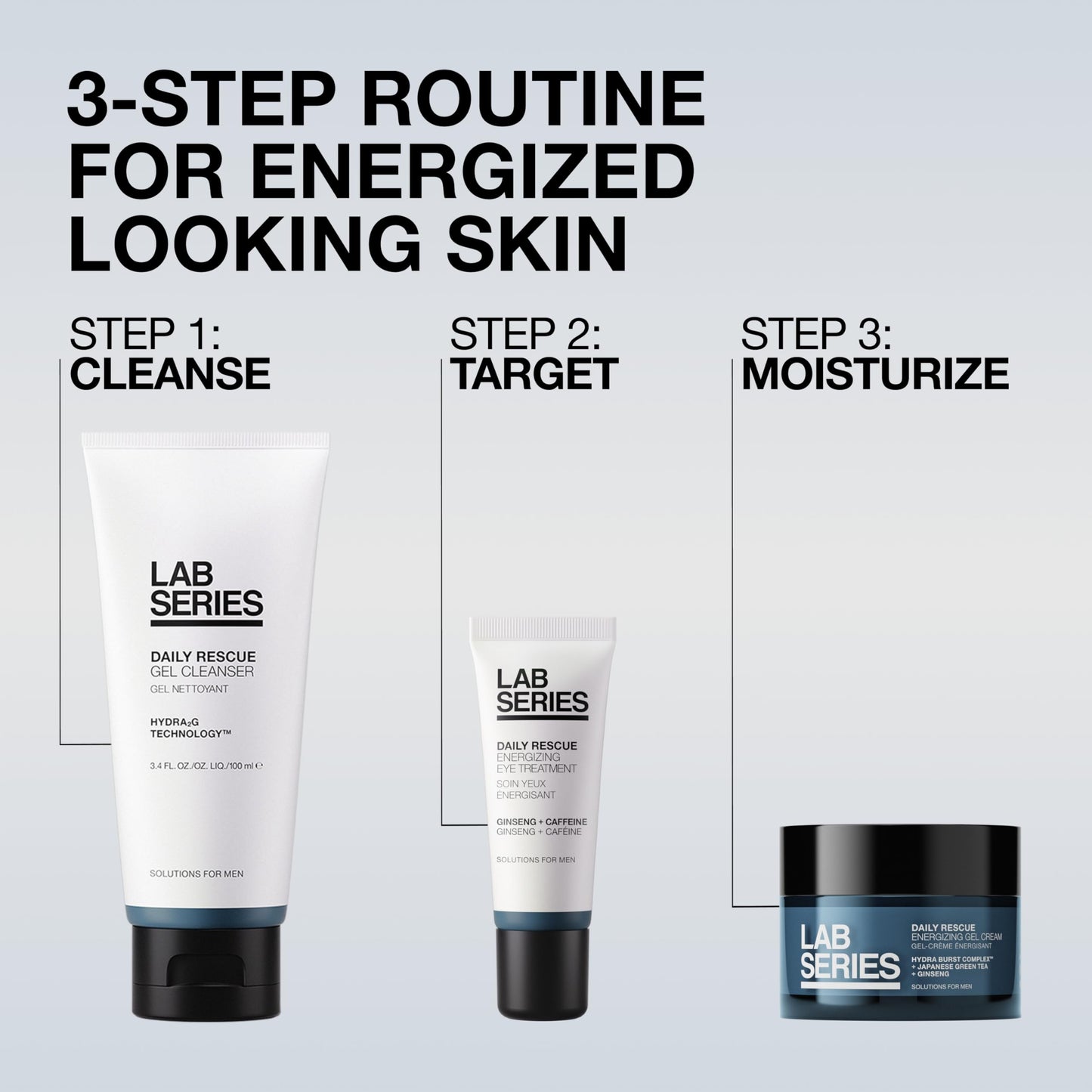 Lab Series Men's Daily Rescue Energizing Gel Cream - Lightweight Face Moisturizer - Anti Aging, Hydrating, Moisturizing - Skin Care for Men, 1.7 Fl Oz