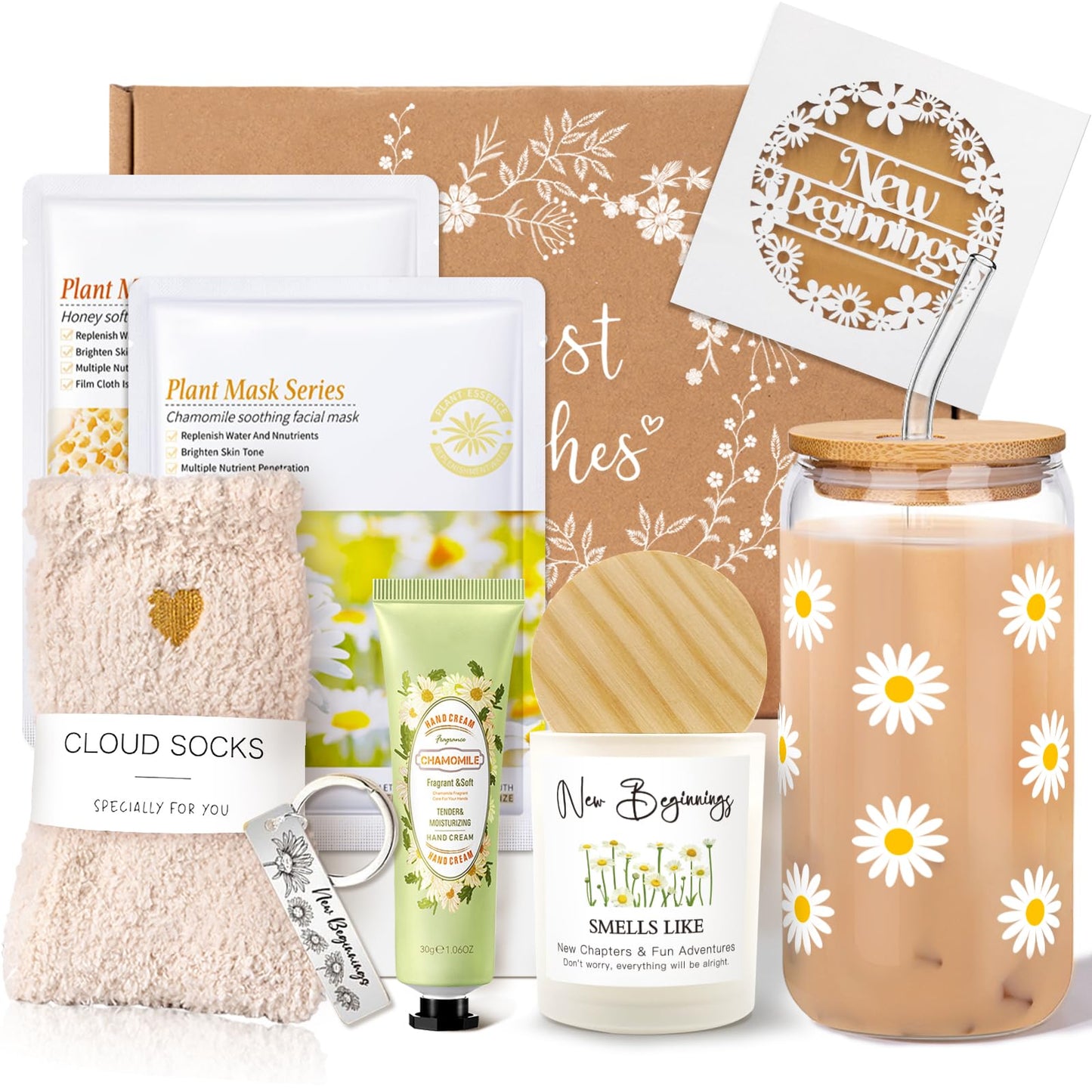 New Beginnings Box, Farewell Gifts For Coworkers, Self, New Job Going Away Break Up Divorce Goodbye Good Luck Gift Basket, Self Care Gifts for Women Her Best Friends Sister Mom