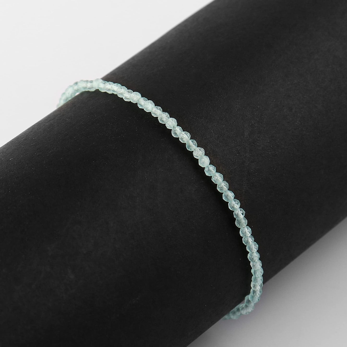 Gemimpression Handmade Aquamarine Micro Beads Simple Bracelet – Genuine Birthstone – Healing Chakra Crystals – Silver Plated 8-Inch Chain – Christmas Gift