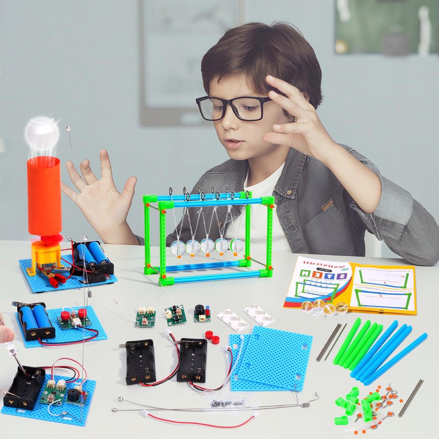4 Set STEM Science Kits for Kids Age 8-12, 7-in-1 Science Experiments Crafts Projects Electric Motor Building Kit 8-10 9-12, STEM Toys for 8 9 10 11 13 Year Old Boys Girls Classroom Activity Gift