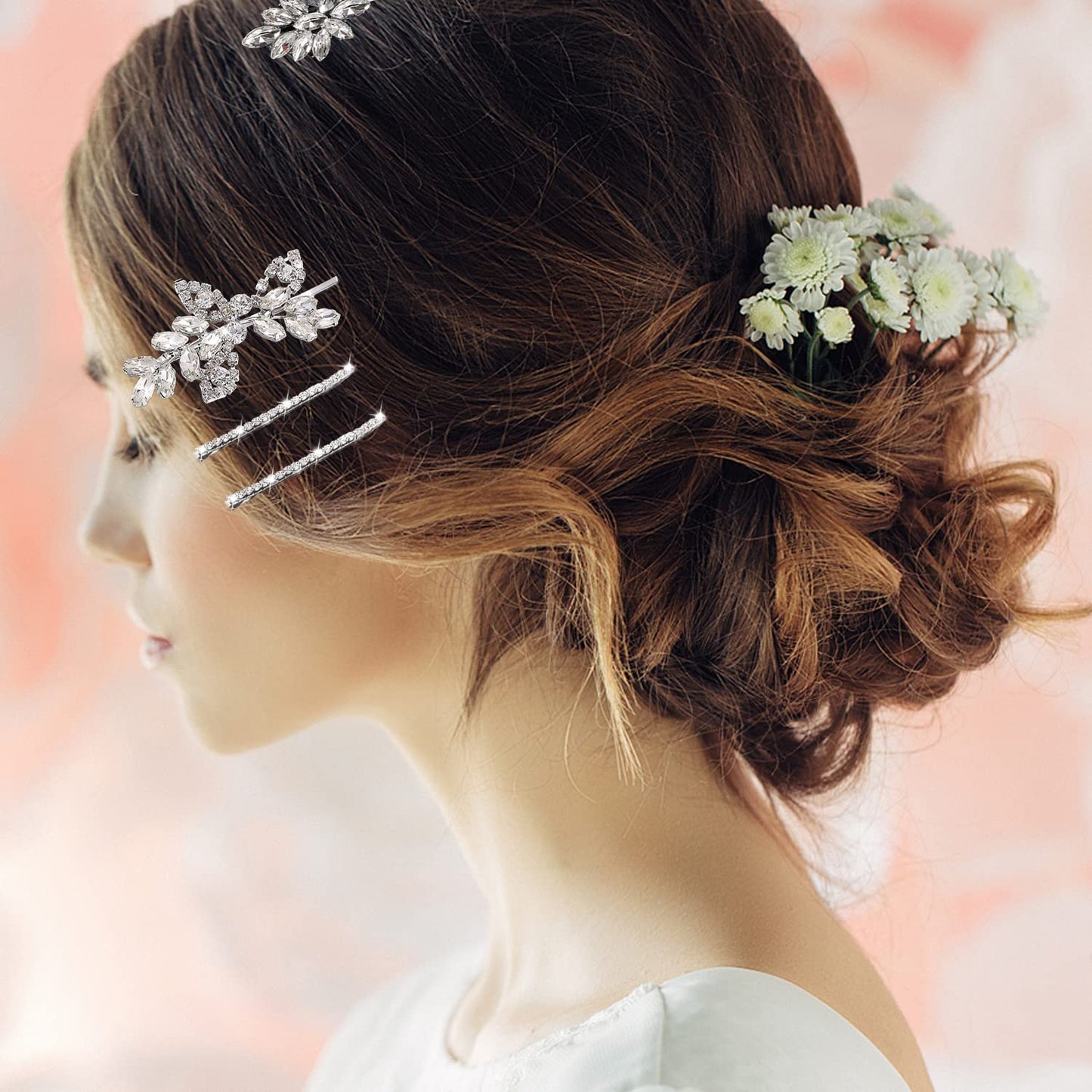 8 Pieces Rhinestone Bridal Hair Clip, Leaf Wedding Hair Pins Crystal Hair Clips, Rhinestone Jewelry Barrette Elegant Hair Accessories for Brides Bridesmaids Flower Girls…